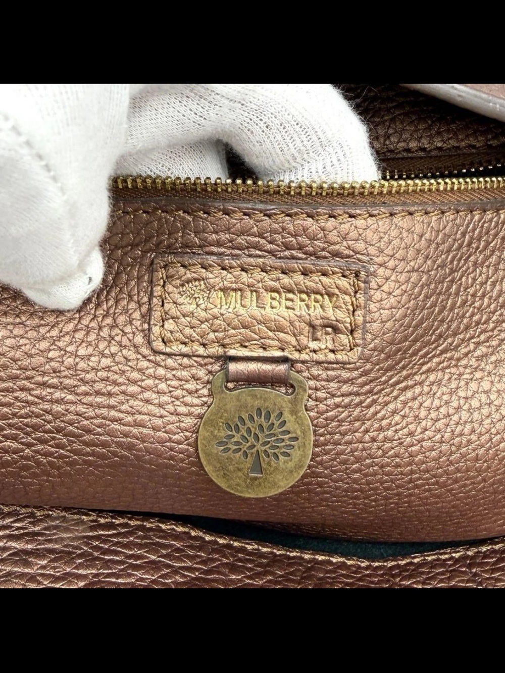 Mulberry Brown Pebbled Leather Buckle Satchel - Picture 10 of 11
